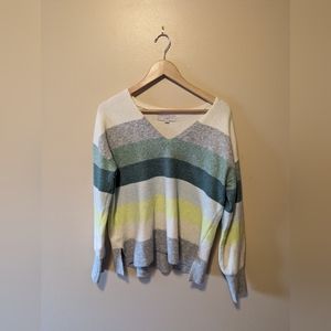 Loft Stripe Soft Green Sweater Medium